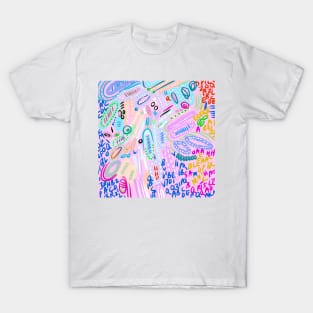 Pastel colors with shapes and numbers modern art expressionalism T-Shirt